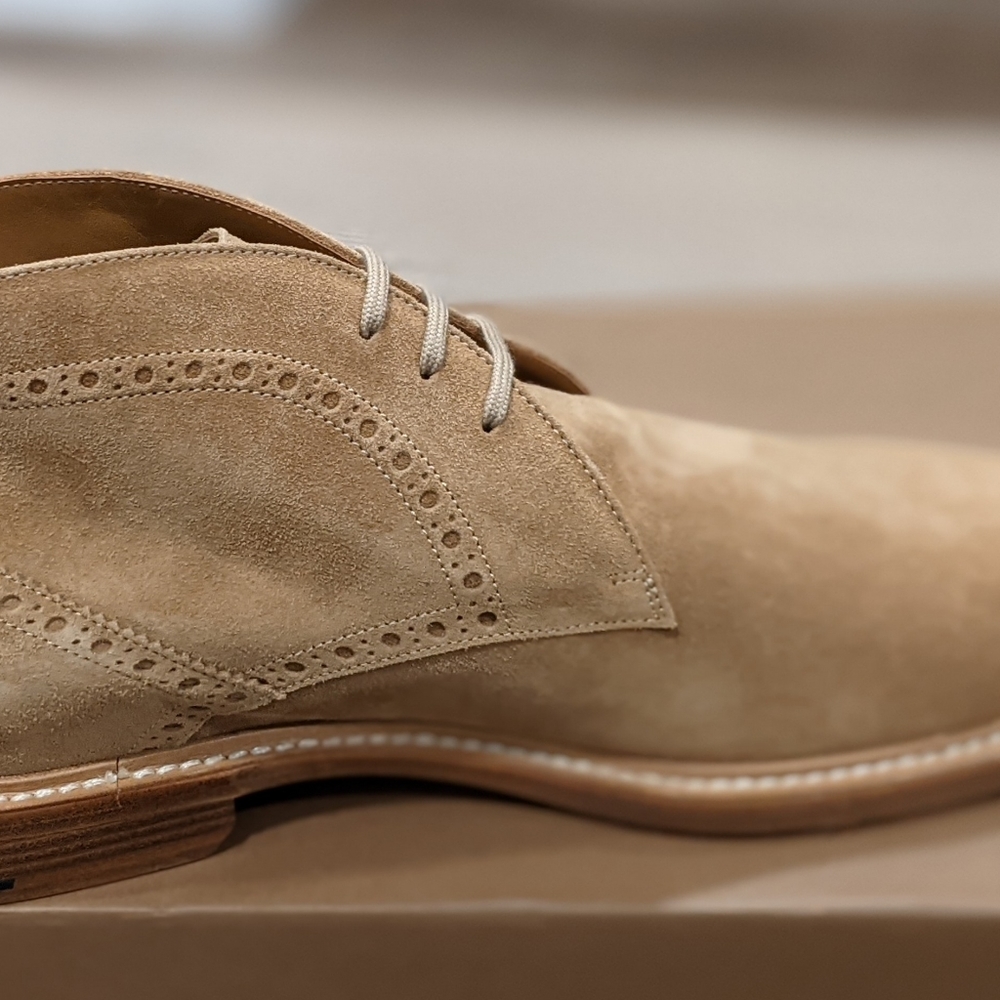 Mens Burberry "Barry" Brogue Suede Chukka Boots Tan - Picture 5 of 7